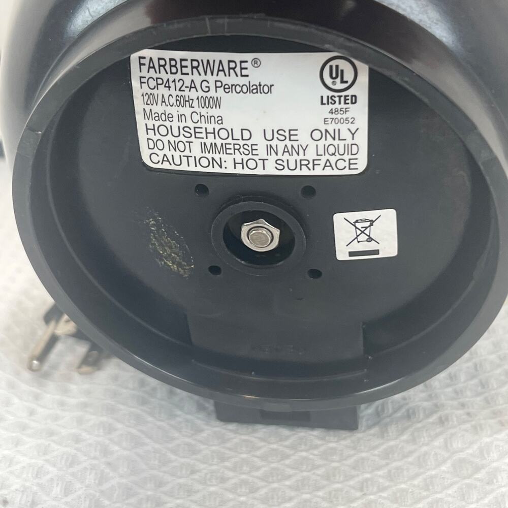 Farberware Superfast 12 Cup Percolator Coffee Maker Complete Tested EUC FCP412 - Picture 4 of 10